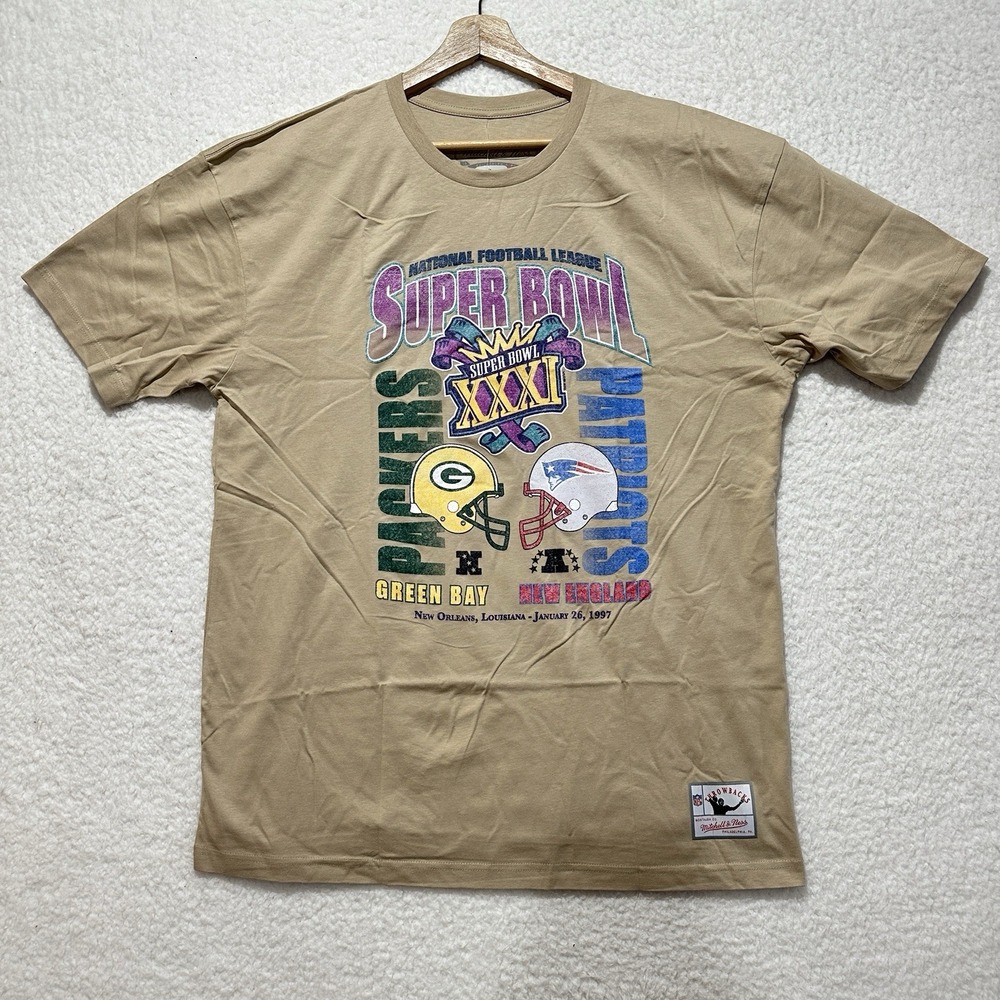 Mitchell & Ness NFL 1997 Super Bowl XXXI Packers vs Patriots Short Sleeve Sz XL